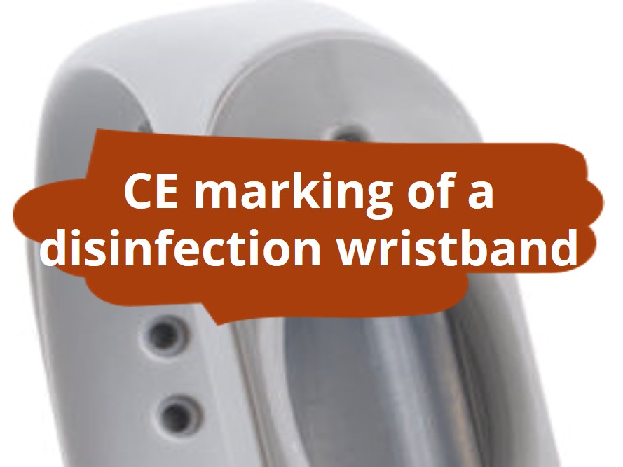 CE marking and declaration of conformity of a disinfection bracelet.